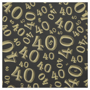 Gold- en zwart nummer 40 Typografiepatroon Stof