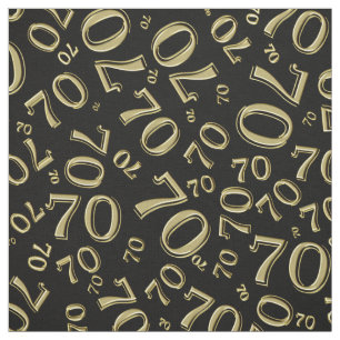 Gold en zwart nummer 70 Typografiepatroon Stof