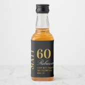 Gold- en zwart-Script elegant 60th Birthday Party Likeurfles Etiket (Voorkant)