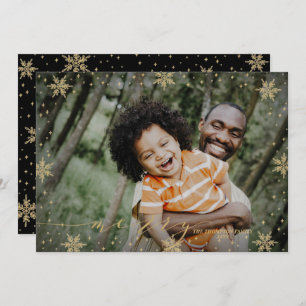 Gold en zwart Snowflakes Merry Photo Kerstmis Ca Kaart