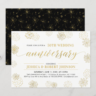 Gold en zwart   Stijlvol 50th Wedding Jubileum Kaart