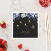 Gold en zwart | String Lights Floral Birthday Part Servet (Insitu)