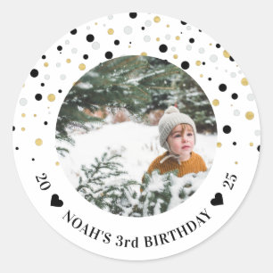 Gold- en zwarte ballonnen Jongen Birthday Party Ronde Sticker