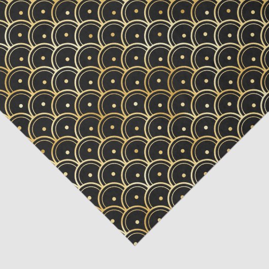 Gold- en zwarte-cirkels - Kunstdecopatroon Tissuepapier (Detail)