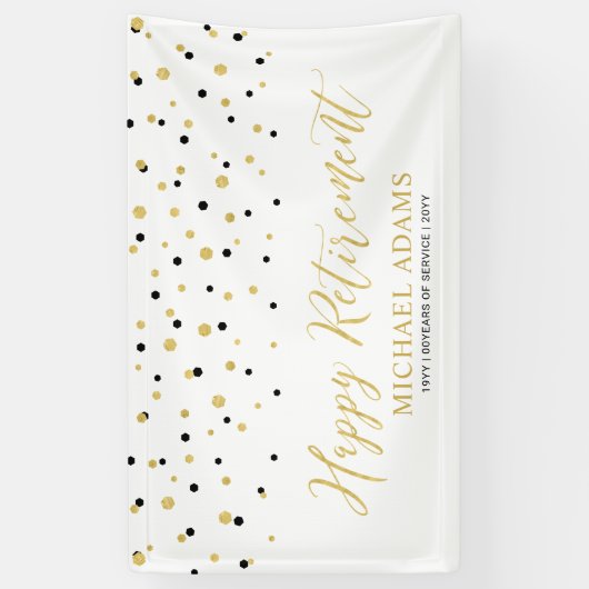 Gold- en zwarte Confetti | Verbod op een gelukkige Spandoek (Verticaal)