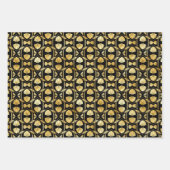 Gold- en zwarte Floral Art Deco-patronen Inpakpapier Vel (Voorkant 2)