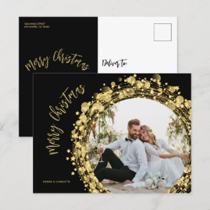 Gold- en zwarte kerst feestdagenkaart