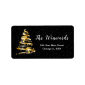 Gold- en zwarte kerstboom etiket (Voorkant)