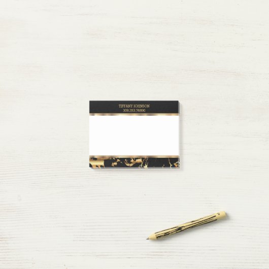 Gold- en zwarte marmer post-it® notes (Op bureau)