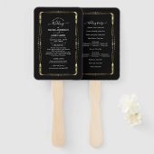 Gold- en zwarte-minimale moderne Glam Wedding-prog Handwaaier (Voorkant en achterkant)