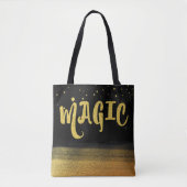 *~* Gold en zwarte Trendy Magical Good Vibes Tote Bag (Voorkant)