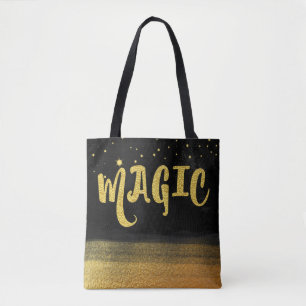 *~* Gold en zwarte Trendy Magical Good Vibes Tote Bag
