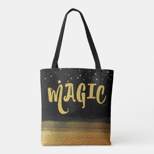 *~* Gold en zwarte Trendy Magical Good Vibes Tote Bag (Achterkant)