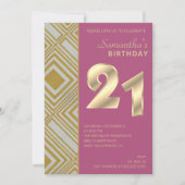 Gold et Argent Art Déco Invitation d'anniversaire (Devant)