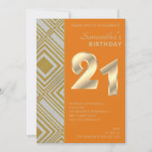 Gold et Argent Art Déco Invitation d'anniversaire (Devant)