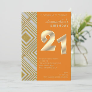 Gold et Argent Art Déco Invitation d'anniversaire