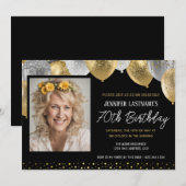 Gold et Black 70e anniversaire Invitation photo (Devant / Derrière)