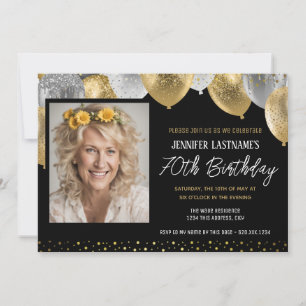 Gold et Black 70e anniversaire Invitation photo