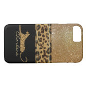Gold et Black Leopard Custom iPhone 7 Coque (Dos (Horizontal))