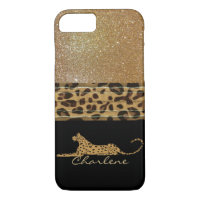 Gold et Black Leopard Custom iPhone 7 Coque