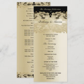 Gold et BlackFloral Lace Wedding Programme (Devant / Derrière)