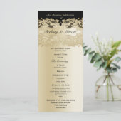 Gold et BlackFloral Lace Wedding Programme (Debout devant)
