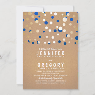 Gold et Blue Confetti Élégante invitation de maria