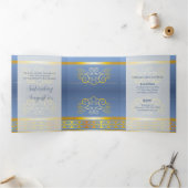 Gold et Blue Photo Sweet 16 Party Invitation (Intérieur)