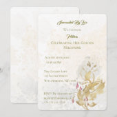 Gold et Blush Floral Invitation 50e anniversaire (Devant / Derrière)