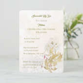 Gold et Blush Floral Invitation 50e anniversaire (Debout devant)