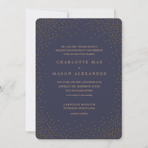 GOLD ET MARINE CONFETTI faire-part de mariage