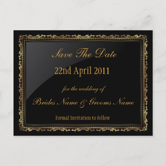 Gold et noir Enregistrer la carte postale Date (Devant)