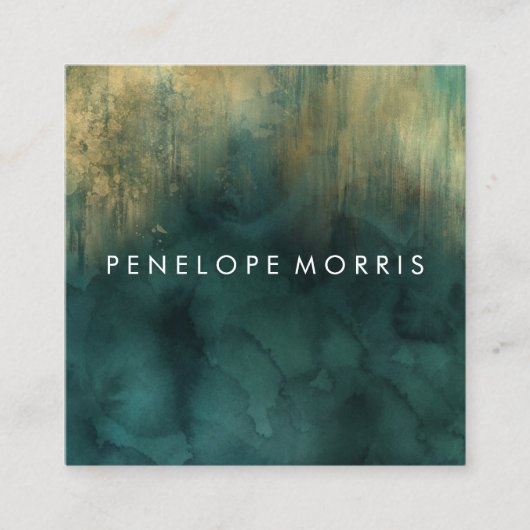 Gold et Turquoise Stylist Carré Carte de visite (Devant)