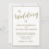 Gold et White Simple Elegant Wedding Invitation (Devant)