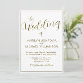 Gold et White Simple Elegant Wedding Invitation (Debout devant)