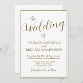Gold et White Simple Elegant Wedding Invitation (Devant / Derrière)