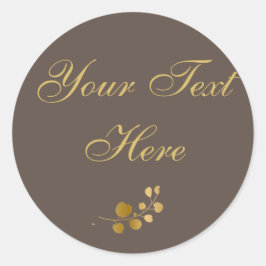 Gold Eucalyptus - Aangepaste tekst Klassieke ronde Sticker