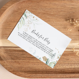 Gold Eucalyptus Baby shower Boek Aanvraag Informatiekaartje