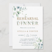 Gold Eucalyptus Botanische Letter repetitie Dinner Kaart (Voorkant)