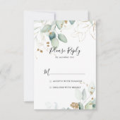 Gold Eucalyptus Calligraphy RSVP (Voorkant)