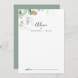 Gold Eucalyptus Calligraphy Wedding Advieskaart