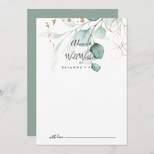 Gold Eucalyptus Calligraphy Wedding Well Wishes Advieskaart