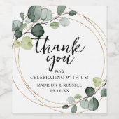 Gold Eucalyptus Greenery Wedding Wijn Etiket (Enkel label)