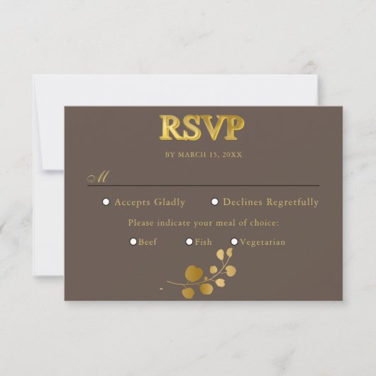 Gold Eucalyptus Repas Choix RSVP (Devant)