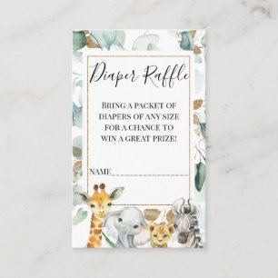 Gold Eucalyptus Safari — Raffle Insert Visitekaartje