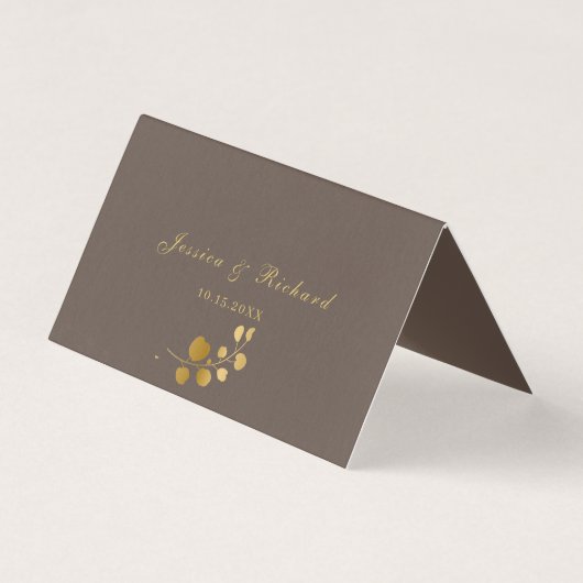 Gold Eucalyptus Table Number en Name Place Cards Kaart (Achterkant)