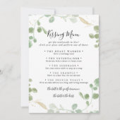 Gold Eucalyptus Weddenschap Kissingmenu Spel Kaart (Voorkant)