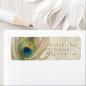 Gold Exotic Peacock Feather Glam Party Invitation Etiket (Insitu)