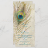 Gold Exotic Peacock Feather Glam Party Menu (Devant / Derrière)