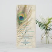 Gold Exotic Peacock Feather Glam Party Menu (Debout devant)